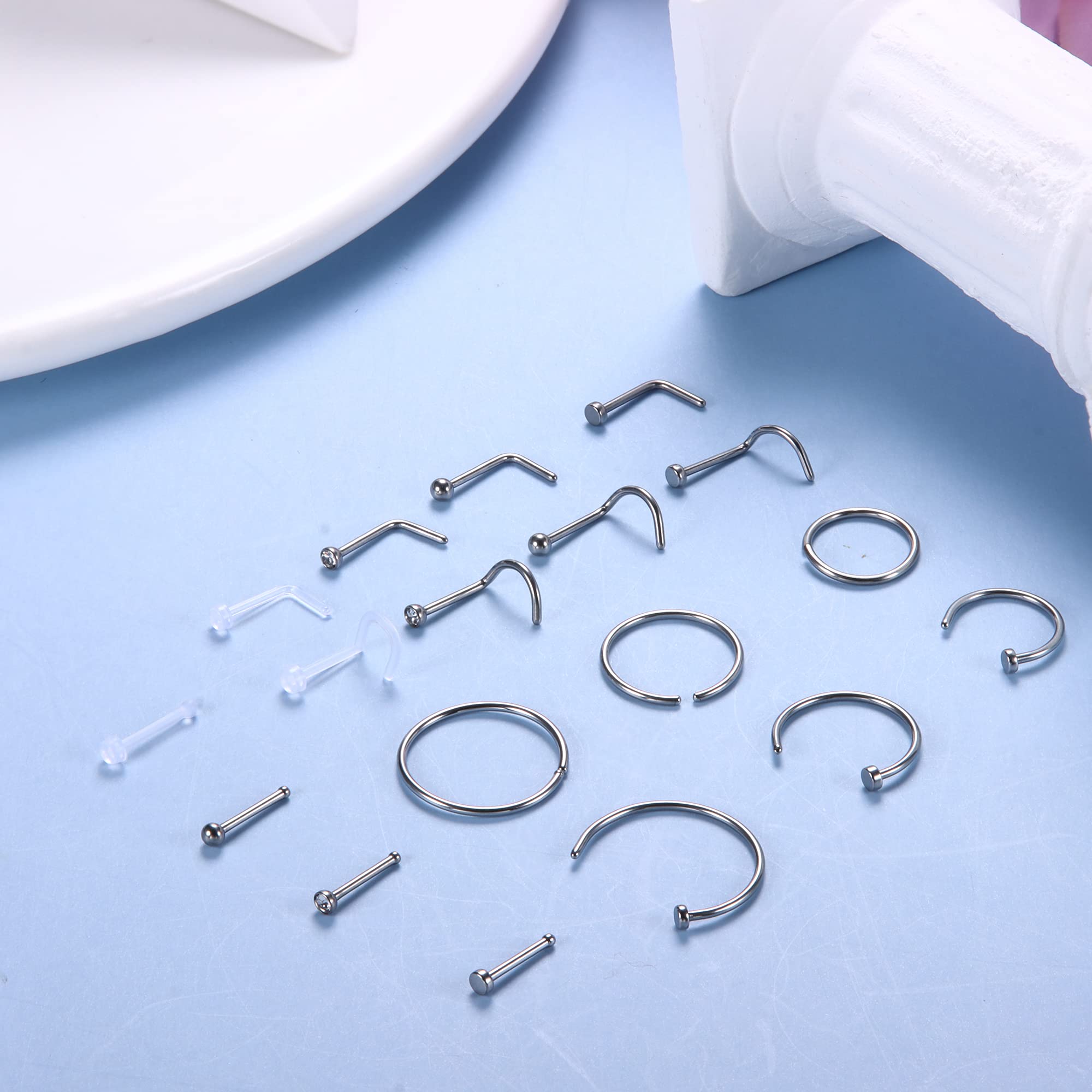 18pcs Stainless Steel Acrylic  - Body Jewelry For Sensitive Skin avis et prix
