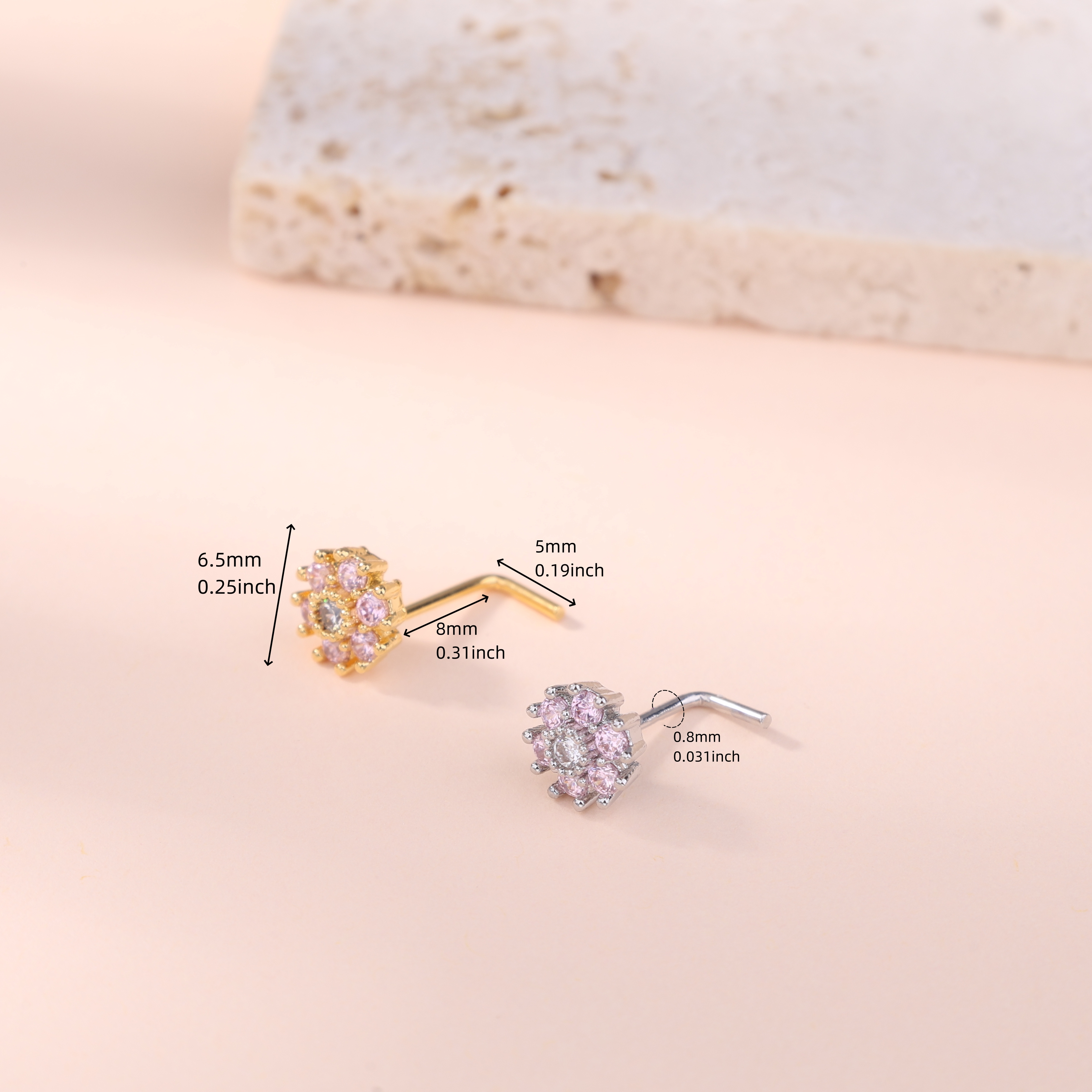 1Pcs Nose Stud Rings L Screw S - Body Jewelry And Piercing avis et prix
