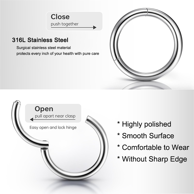 16G 316L Surgical Steel Hinged - Body Jewelry And Piercing avis et prix