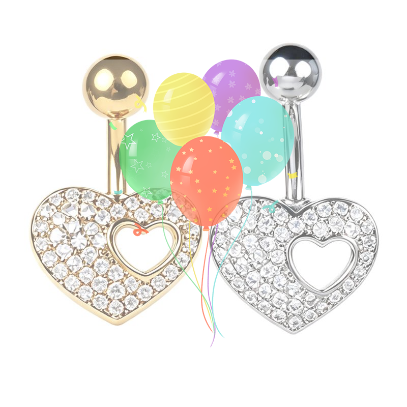 Heart Motif Curved Navel Ring  - Body Jewelry For Sensitive Skin avis et prix