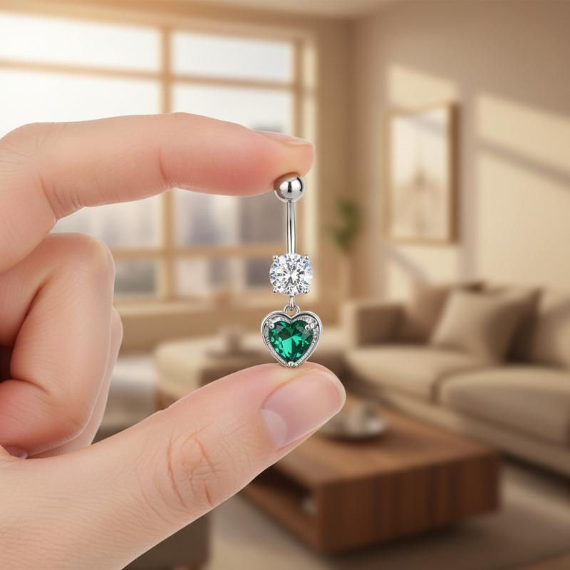 Heart Motif Curved Navel Ring  - Body Jewelry For Sensitive Skin avis et prix