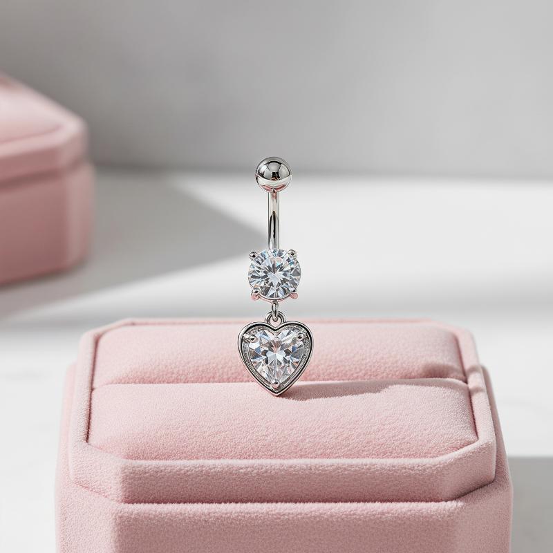 Heart Motif Curved Navel Ring  - Body Jewelry For Sensitive Skin avis et prix