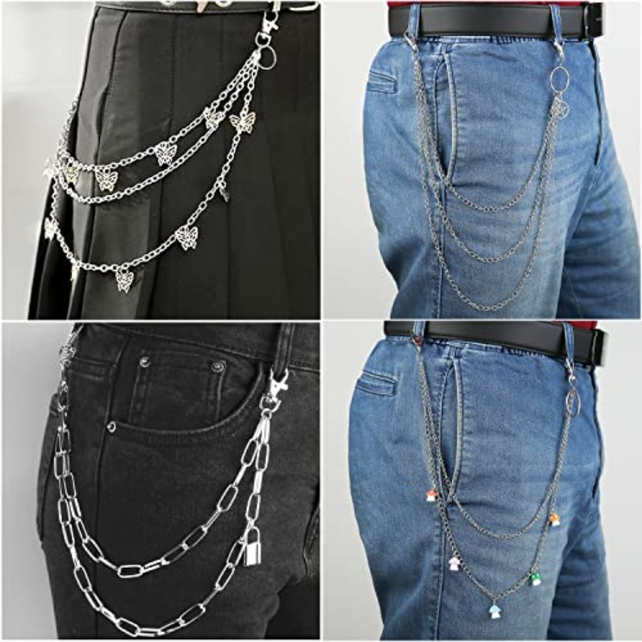 6 Pieces Pants Chain Wallet Ch - Body Jewelry Men avis et prix