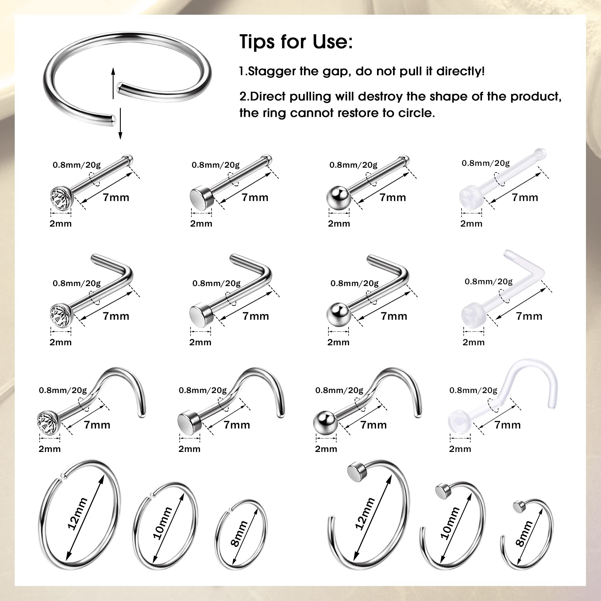 1PCS Hypoallergenic Nose Ring  - Body Jewelry For Sensitive Skin avis et prix
