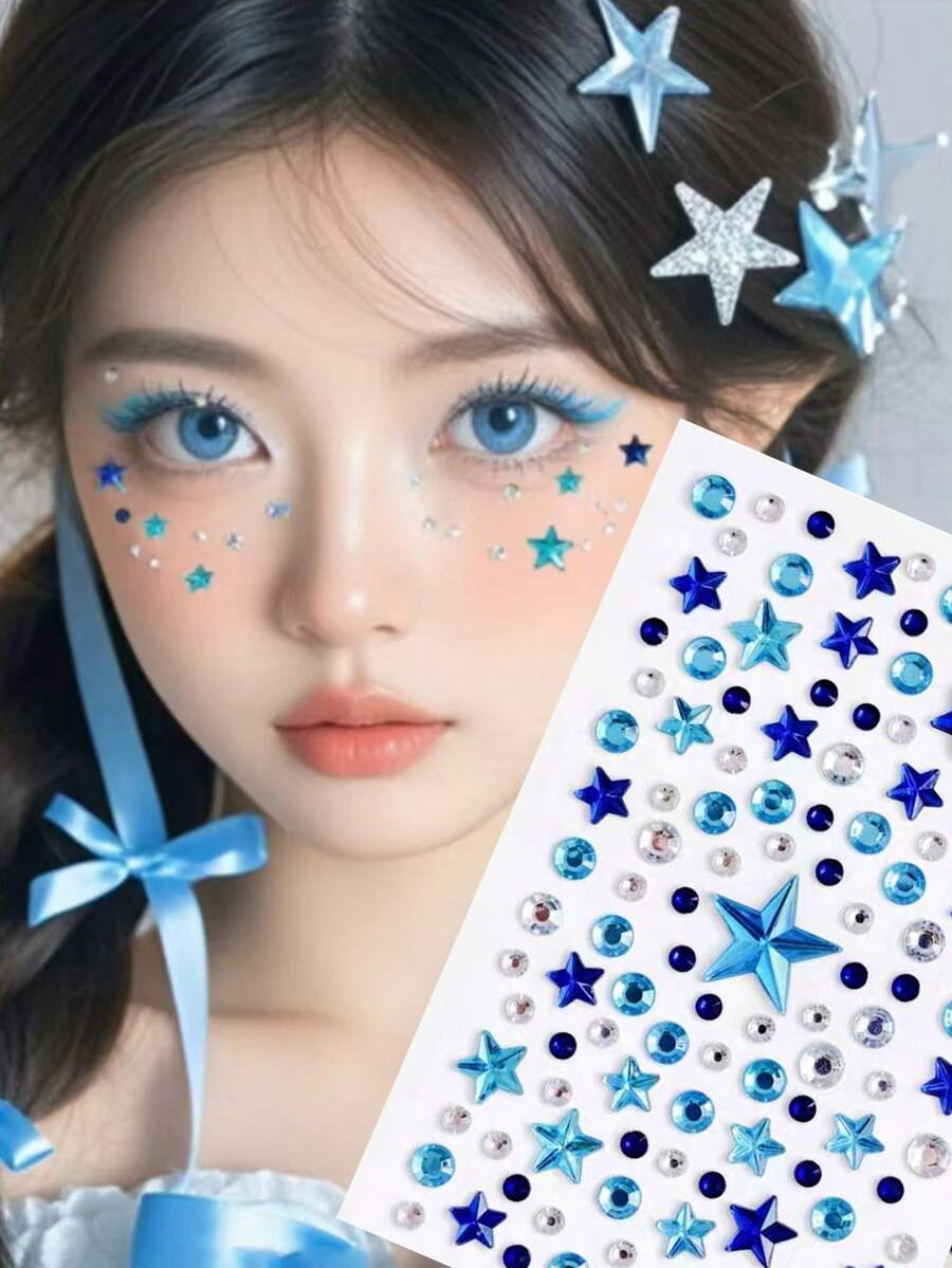 Blue Star And Crystal Face Gem - Body Jewelry And Piercing avis et prix