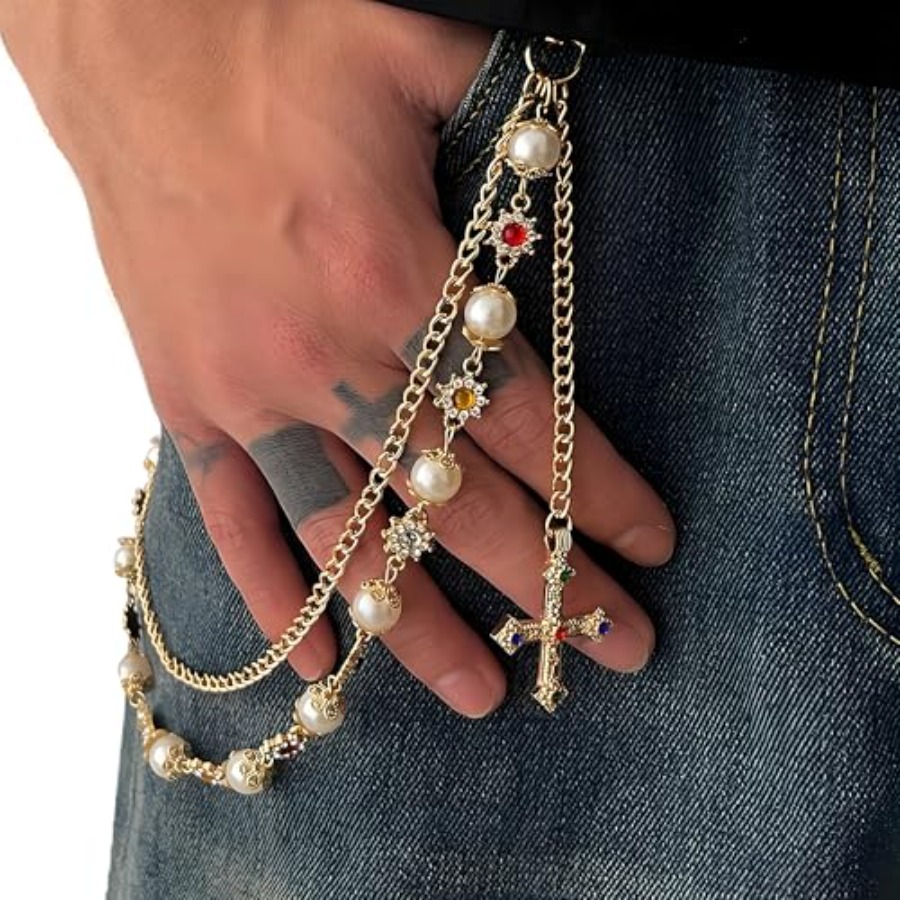Punk Wallet Chain with Rhinest - Body Jewelry Men avis et prix