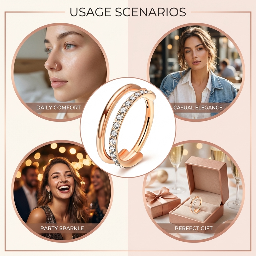 G23 Titanium Nose Ring With Zi - Body Jewelry For Sensitive Skin avis et prix