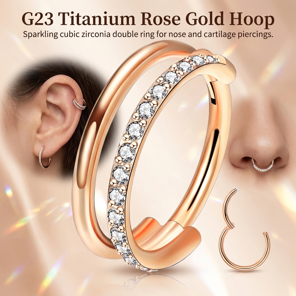 G23 Titanium Nose Ring With Zi - Body Jewelry For Sensitive Skin avis et prix