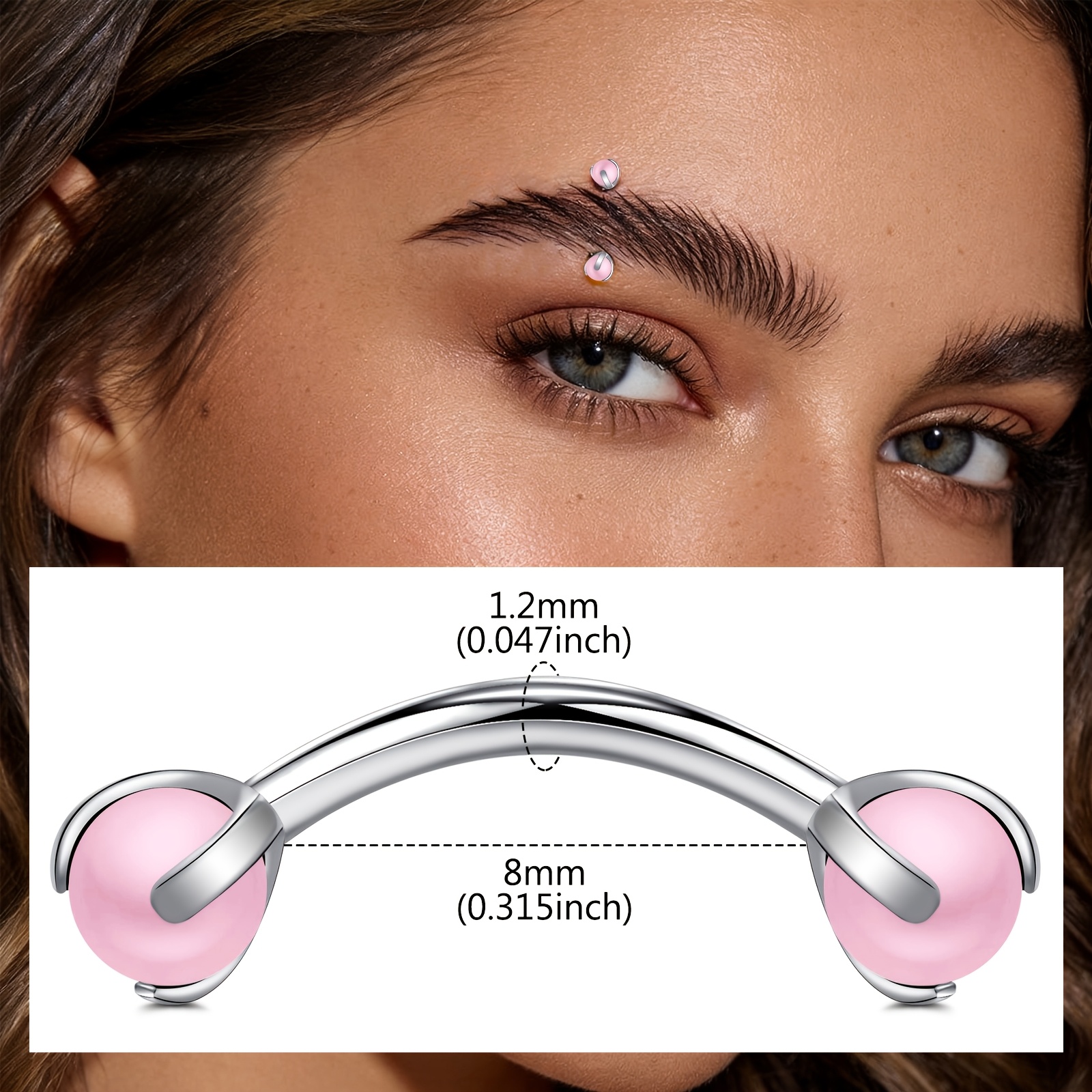 Curved Barbell with Faux Pearl - Body Jewelry Measurements avis et prix